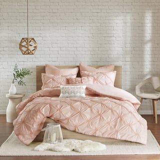 Urban Habitat Callie Pink Embroidered 7-piece Duvet Cover Set With Pintuck Detailing