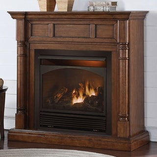 Duluth Forge Full Size Dual Fuel Ventless Fireplace - 32,000 BTU, Remote Control, Walnut Finish