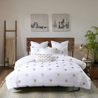 INK+IVY Stella Dot Copper Cotton Percale Duvet Cover Mini Set With Metallic Embroidery