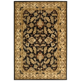 Safavieh Handmade Heritage Traditional Kashan Black/ Beige Wool Rug (5'x8')
