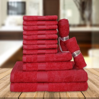 Absorbent Combed Cotton 14-Piece Towel Set (2-Bath, 2-Hand, 10-Wash)