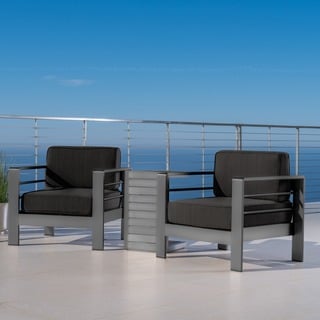 Cape Coral Outdoor Aluminum 3-piece Chat Set with Cushions by Christopher Knight Home