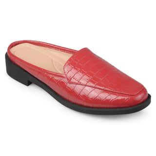 Journee Collection Women's 'Jaziel' Croc Pattern Square-toe Comfort-sole Slide Mules