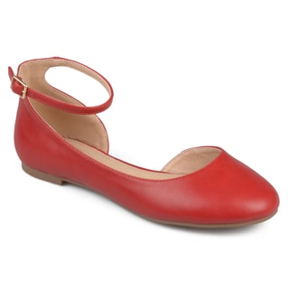Journee Collection Women's 'Astley' Wide Width D'orsay Ankle Strap Round Toe Flats