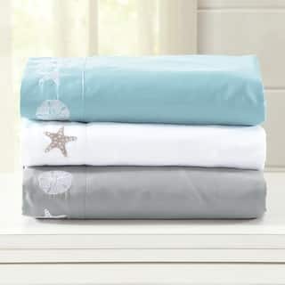 Home Fashion Designs Seascapes Collection Double Brushed Microfiber Coastal Embroidered Sheet Set