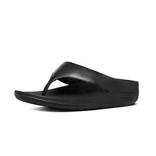 Women's FitFlop Ringer Thong Sandal All Black Leather
