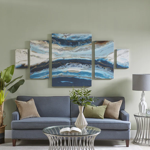 Madison Park Midnight Tide Blue Abstract 5-piece Canvas Wall Art Set