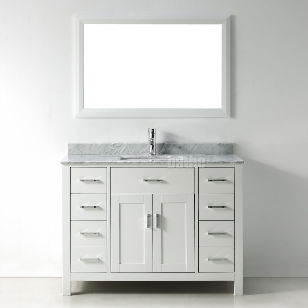 48-inch Belvedere Modern Freestanding White Bathroom Vanity with Marble Top