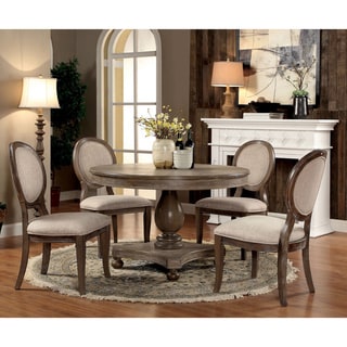 Furniture of America Lelan Rustic Country 5-piece Round 48-inch Dining Set