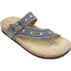 Women's White Mountain Harbour Thong Sandal Dark Grey Distressed Suedette