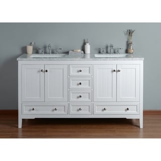 Stufurhome New Yorker White 60-inches Double Sink Bathroom Vanity
