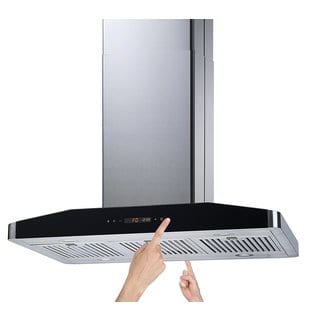 Winflo 36" Convertible Stainless Steel 750 CFM 5 Speed Island Range Hood with 2 Sides Touch Control