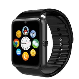 Full Touch Control Smart Watch Remote Phone Pedometer Call Reminder Bluetooth3.0 with SIM Card Slot (Option: Black)