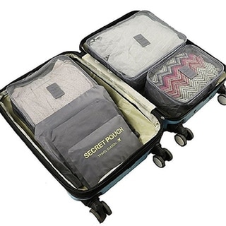 Bentevi 6pc Traveling Packing Cubes System, with a Free cosmetic bag compartment, Luggage Organizer pouch.