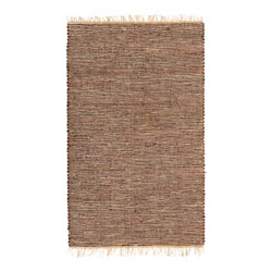 Hand-woven Brown Leather/ Hemp Rug (8' x 10')