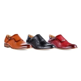 Gino Vitale Men's Single Monk Strap Brogue Dress Shoes