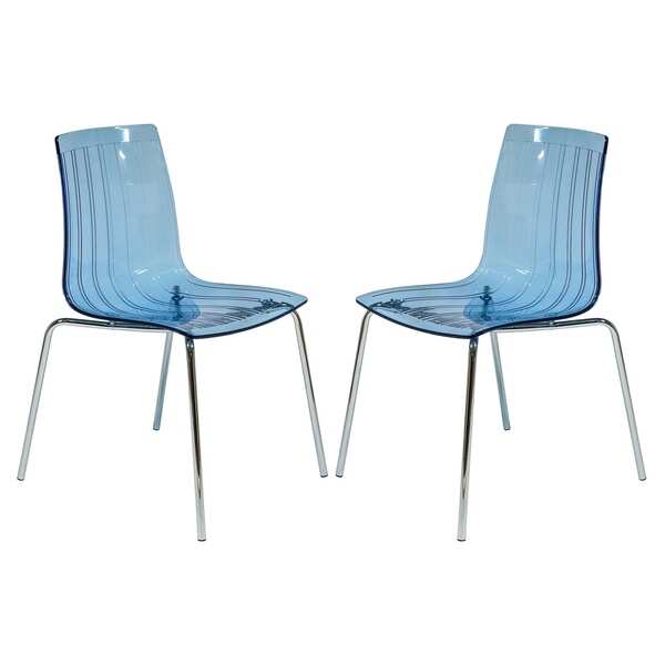 LeisureMod Ralph Mid-Century Modern Blue Dining Side Chair Set of 2
