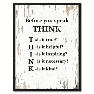 Before You Speak Think Saying Canvas Print Picture Frame Home Decor Wall Art Gifts