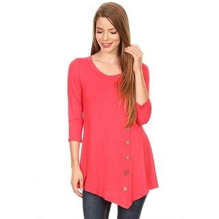 Women's Solid Color Button Trim Tunic (MADE IN USA)