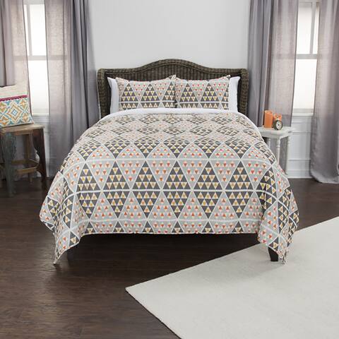 Maddux Place Grey Hand Quilted Cotton Reversible 3-Piece Quilt Set