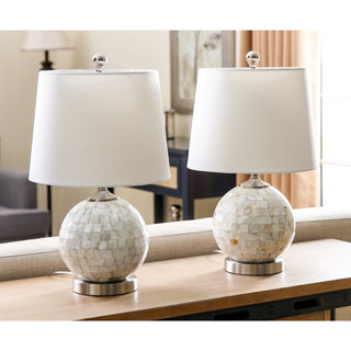 ABBYSON LIVING Mother Of Pearl Mini Round Table Lamp (Set of 2)