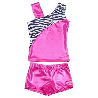 Obersee Cheer Dance Tank and Shorts Set - Pink Zebra