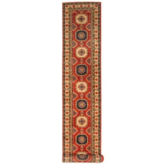 Handmade Herat Oriental Afghan Hand-knotted Tribal Kazak Wool Runner (2'8 x 19'9)