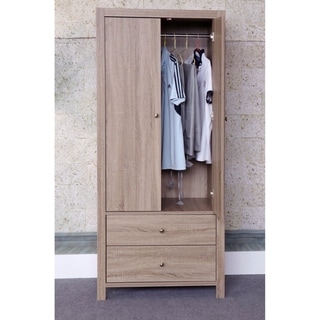 Capacious 2 Drawers Wardrobe With Metal Glides And Inner Hanging Rail.