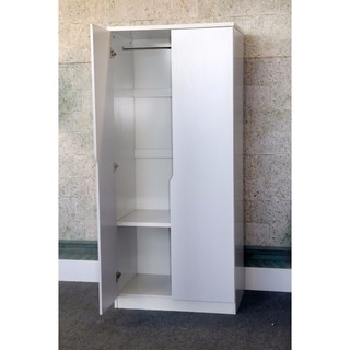 Elegant 2 Door Wardrobe With Two Bottom Shelves, White Finish.