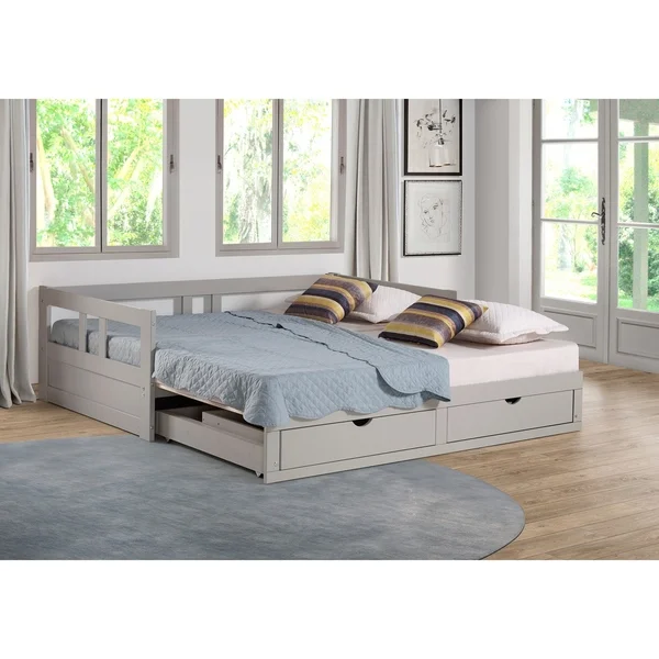 Melody Expandable Twin to King Trundle Daybed with Storage Drawers