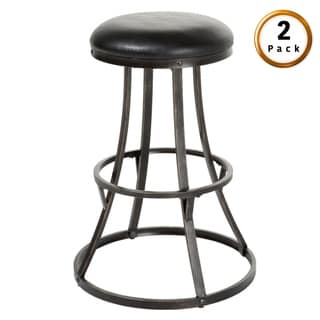 Dover Metal Bar or Counter Stool with Upholstered Swivel-Seat, 2-Pack