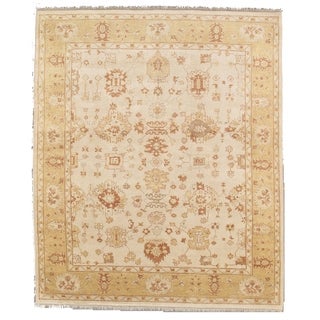 Oushak Collection Hand-Knotted Ivory/Gold Wool Area Rug (11' 5" X 11'10")