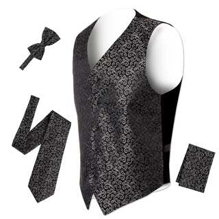 Ferrecci Mens 5 Button Adjustable Paisley Floral Design Vest Set