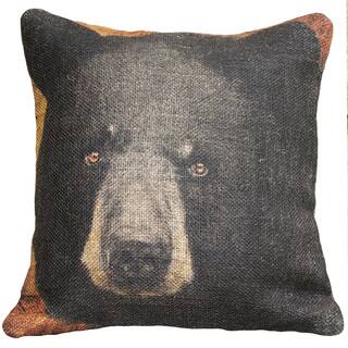 Black Bear Burlap 18 inch Throw Pillow