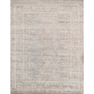 Oushak Grey/Silver Hand-Knotted Bamboo Silk Rug (9'11" X 13' 9")