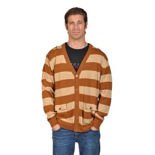 V-Neck Cardigan Sweater with 2 Pocket Shoulder Badge Khaki Brown.