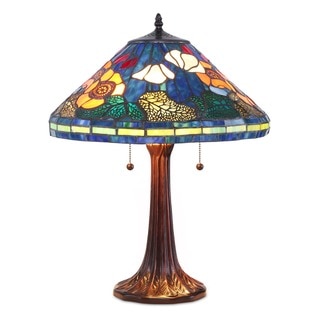 Tiffany-style Golden Poppy Table Lamp