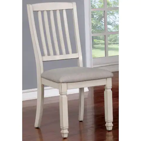 Furniture of America Keer Country White Fabric Dining Chairs (Set of 2)