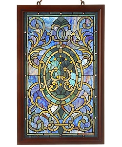 Tiffany-style Purple Wooden Frame Window Panel