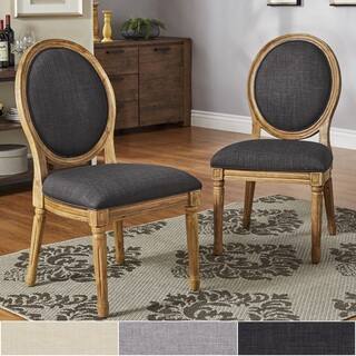 Deana Round Back Linen and Pine Wood Dining Chairs (Set of 2) by iNSPIRE Q Artisan