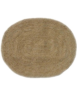 Hand-woven Braided Bleached Natural Jute Rug (6' 6" x 8' Oval)