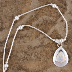 Handcrafted Silver White Opal Pendant (India)