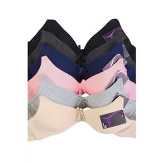 Sofra & Mamia 6-Pack Wire Free Full Coverage Cotton Bras (Assorted Colors)