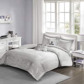 Intelligent Design Liv Grey/ Silver Metallic 5-piece Comforter Set