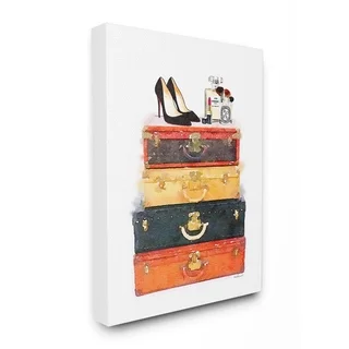 Stupell Industries Luggage Stack Shoes And Makeup Wall Art