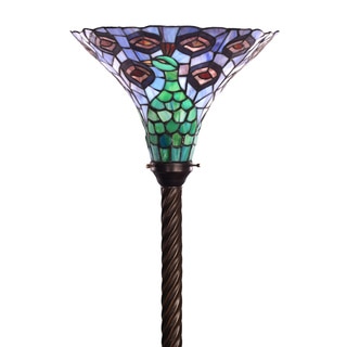 Tiffany-style Peacock Torchier