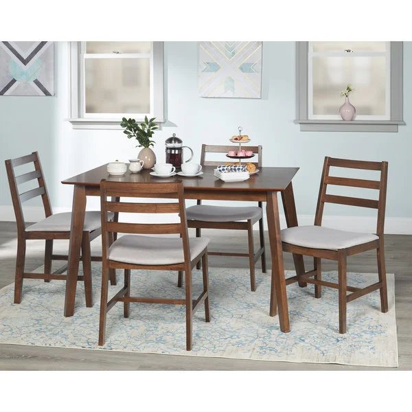 Simple Living Charlie Mid-Century Solid Rubberwood 5-piece Dining Set