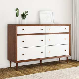 Carson Carrington Trollhattan Mid-century Modern White and Walnut Wood 6-drawer Storage Dresser