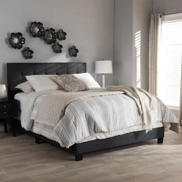 Porch & Den Bayview Charcoal Grey Upholstered Bed