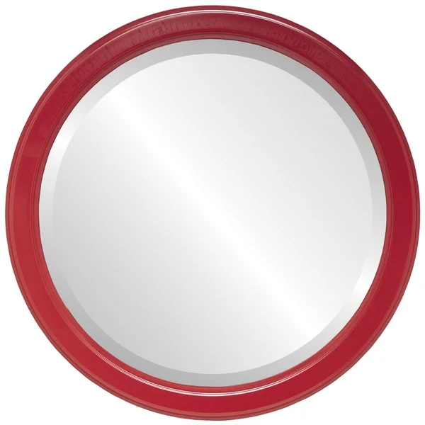 Toronto Framed Round Mirror in Holiday Red